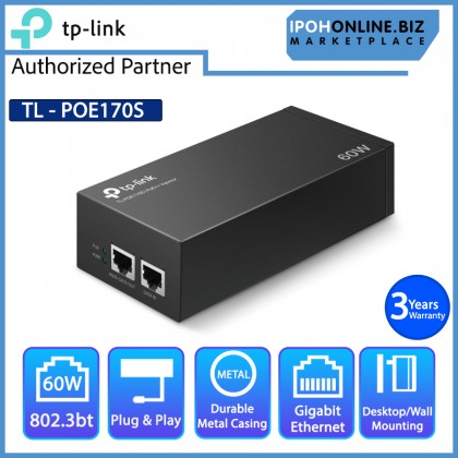 TP-Link TL-POE170S PoE++ Injector 802.3bt 60 W Power Supply with